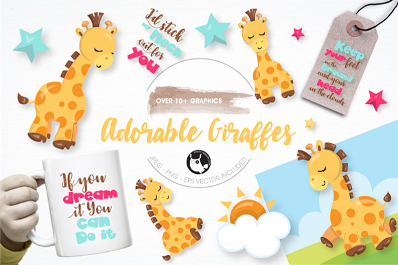 Adorable giraffe graphics in Illustrations - product preview 4
