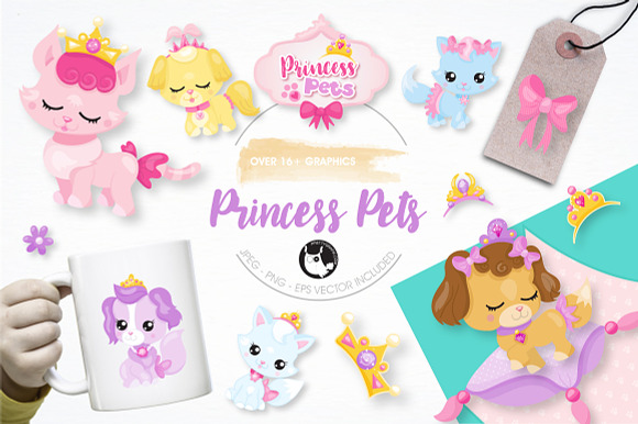 Princess pets graphics illustration in Illustrations - product preview 3