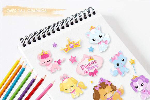 Princess pets graphics illustration in Illustrations - product preview 4