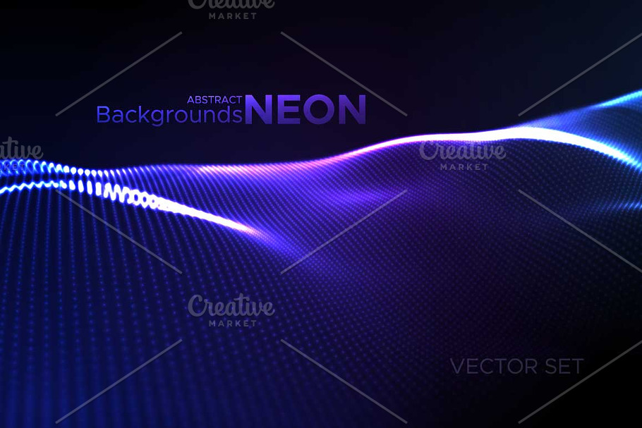 Abstract neon wave backgrounds set in Illustrations - product preview 8