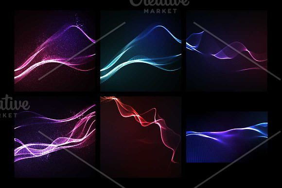 Abstract neon wave backgrounds set in Illustrations - product preview 4