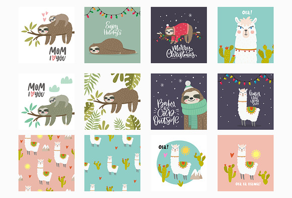 Alpaca and Sloth. Christmas Sloth in Illustrations - product preview 4