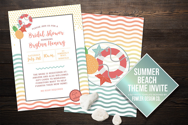 Beach Theme Summer Invite 5x7
