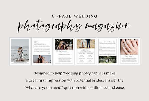 6-Page Wedding Photography Magazine in Magazine Templates - product preview 4