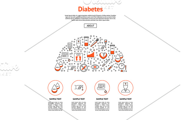 Diabetes Treatment Thin Line Set.  in Illustrations - product preview 4