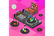 DJ Club Bar Concept 3d Isometric 