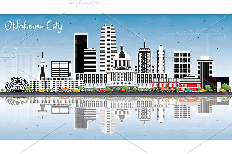 Oklahoma City Skyline with Gray  in Illustrations - product preview 8