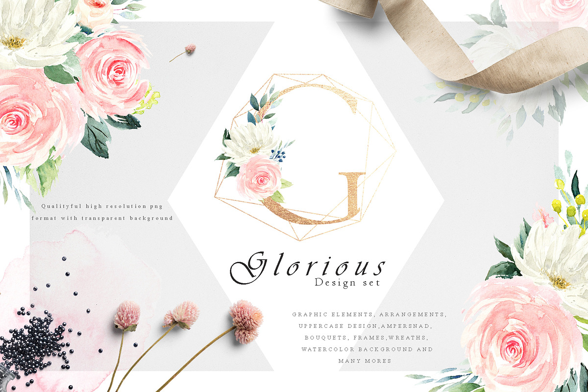 Floral Alphabet Design Set in Illustrations - product preview 8