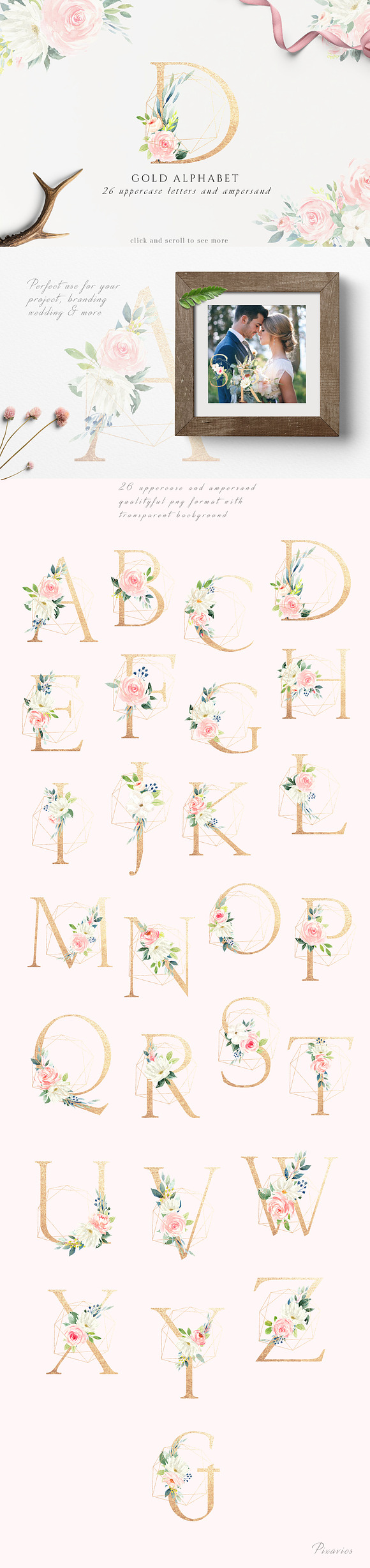Floral Alphabet Design Set in Illustrations - product preview 3