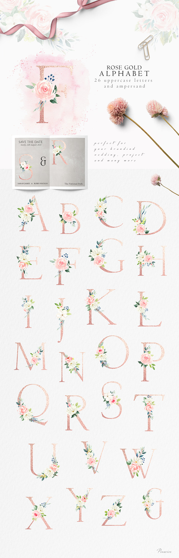 Floral Alphabet Design Set in Illustrations - product preview 5