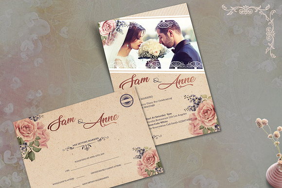 Wedding Invitation Template in Postcard Templates - product preview 3
