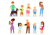 People with pet vector woman or man
