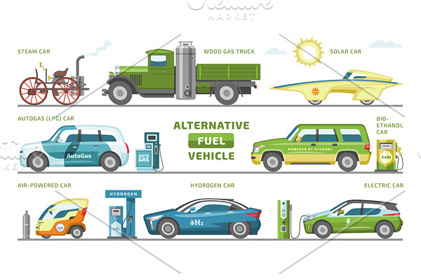 Fuel alternative vehicle vector team