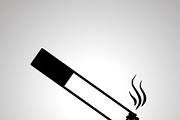 Burning cigarette with smoke, icon