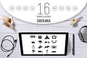 Costa Rica icons set, simple style