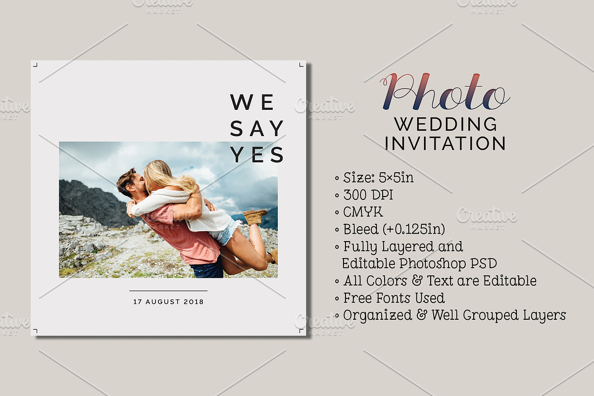 Photo Wedding Invitation in Wedding Templates - product preview 8