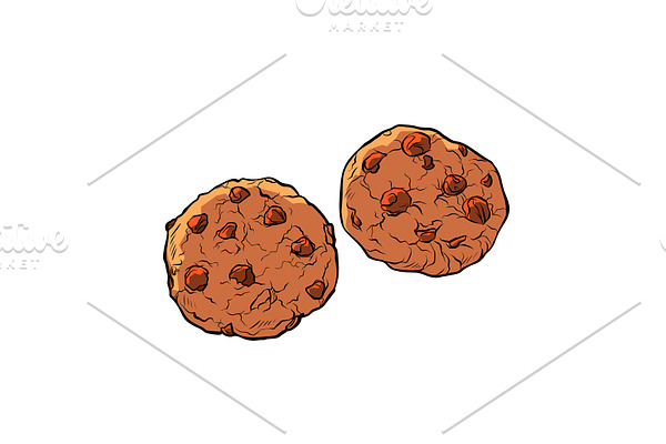 chocolate chip cookies isolate on