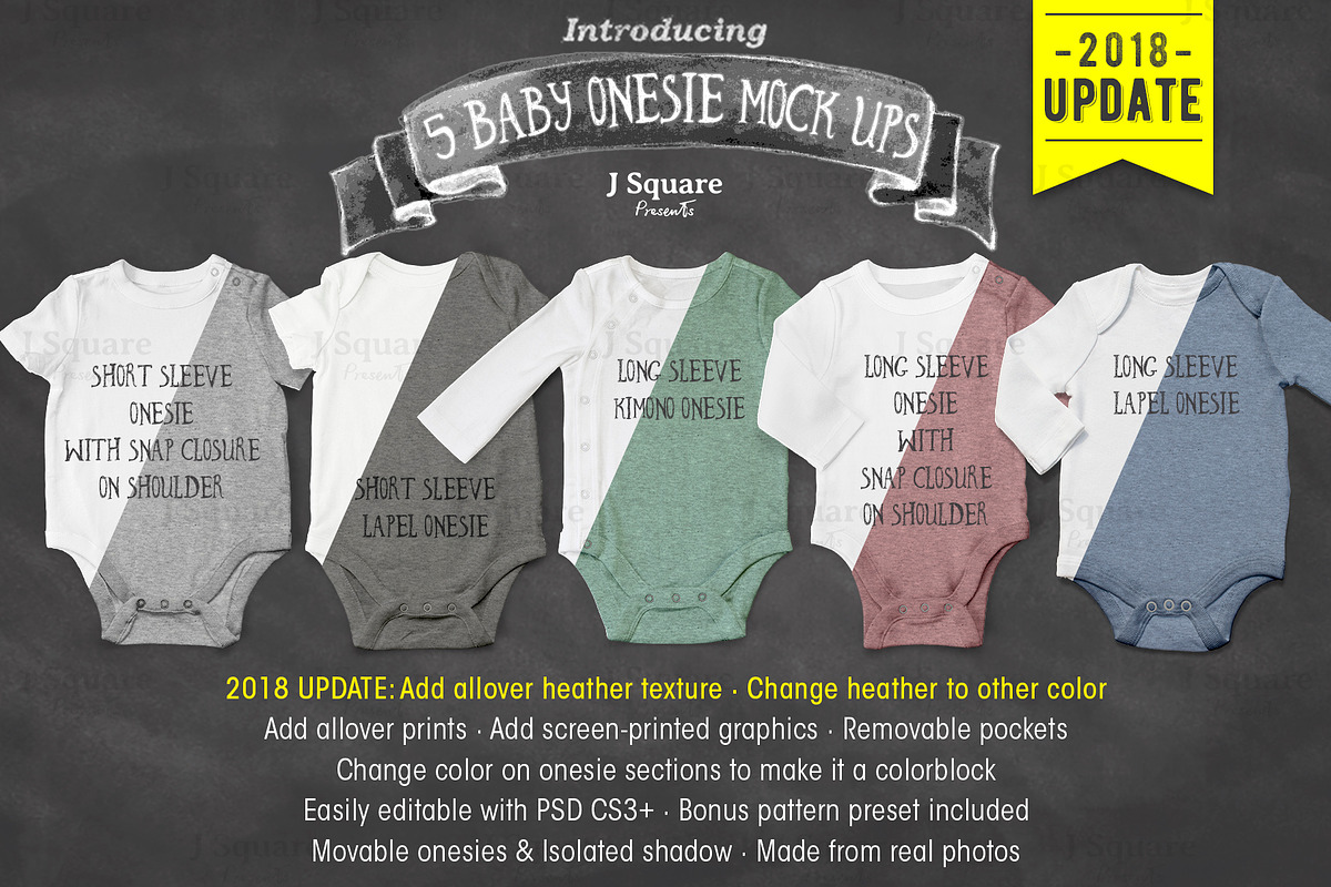 Baby Onesie Mock Ups UPDATE in Product Mockups - product preview 8