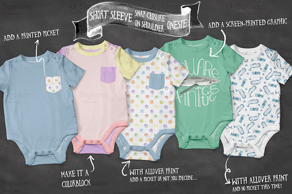 Baby Onesie Mock Ups UPDATE in Product Mockups - product preview 6