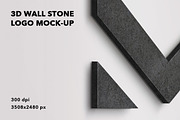 3D wall stone logo mock-up