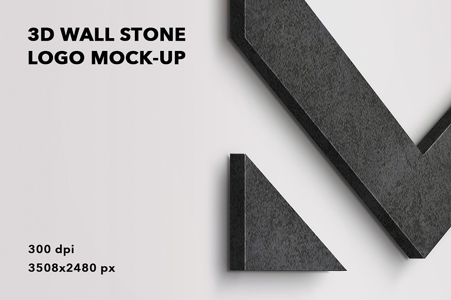3D wall stone logo mock-up in Branding Mockups - product preview 8