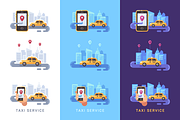 Taxi service illustration set