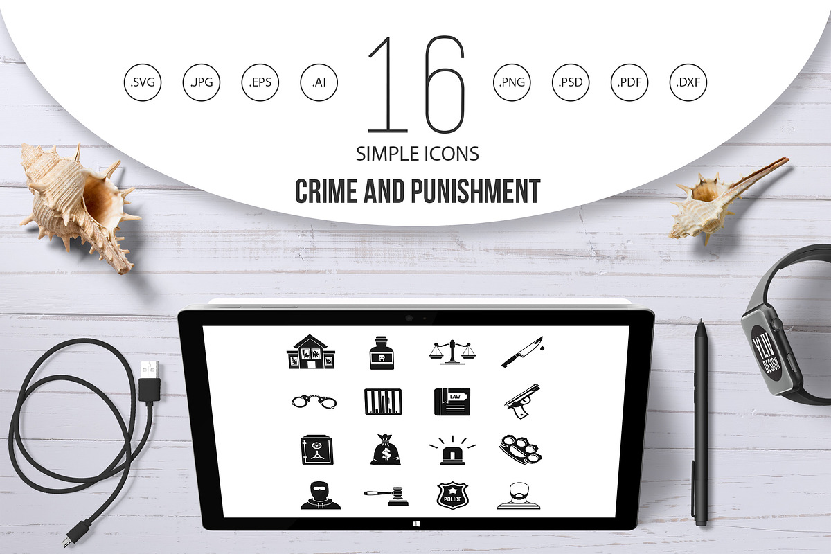 Crime and punishment icons set  in Graphics - product preview 8