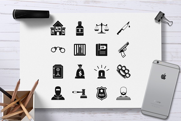 Crime and punishment icons set  in Graphics - product preview 1
