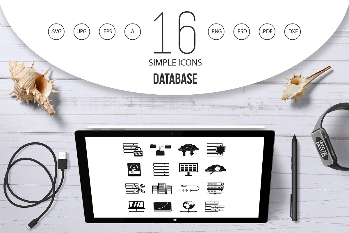 Database icons set in Graphics - product preview 8