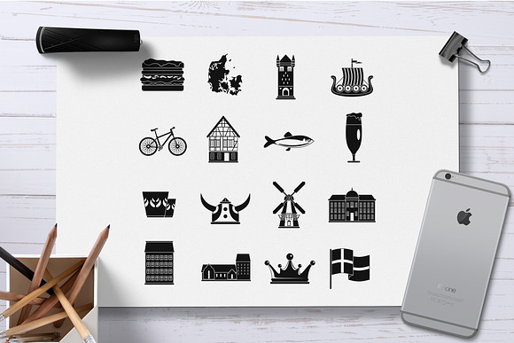 Denmark travel icons set, simple  in Graphics - product preview 1