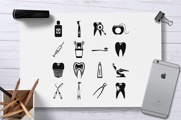 Dental care icons set, simple style in Icons - product preview 1