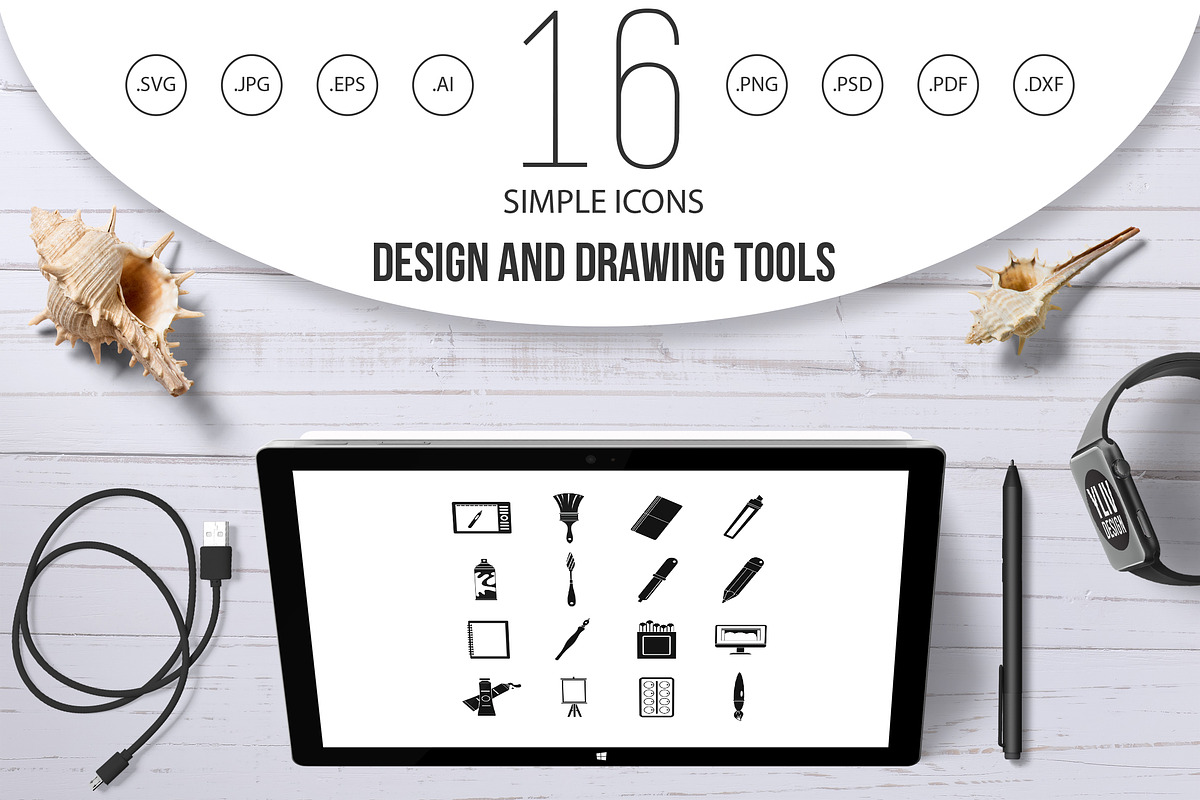Design and drawing tools icons set  in Graphics - product preview 8
