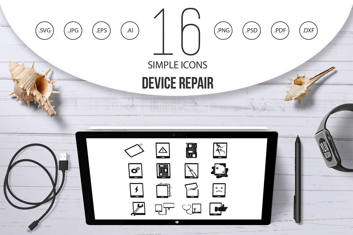 Device repair symbols icons set  in Graphics - product preview 8