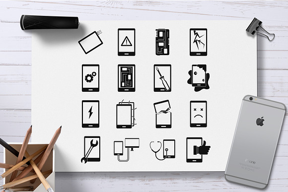 Device repair symbols icons set  in Graphics - product preview 1