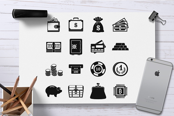 Different money icons set, simple  in Graphics - product preview 1