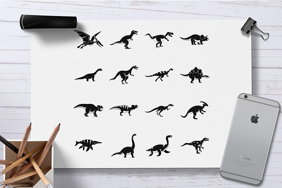 Dinosaur icons set, simple style in Graphics - product preview 1