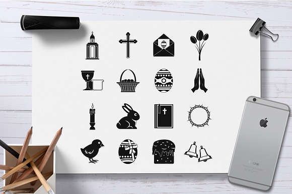 Easter items icons set, simple style in Graphics - product preview 1