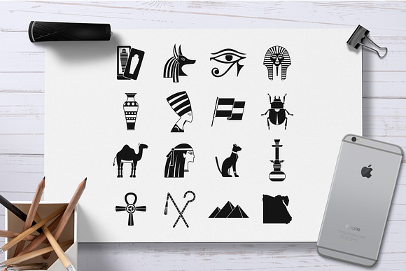 Egypt travel items icons set, simple in Graphics - product preview 1