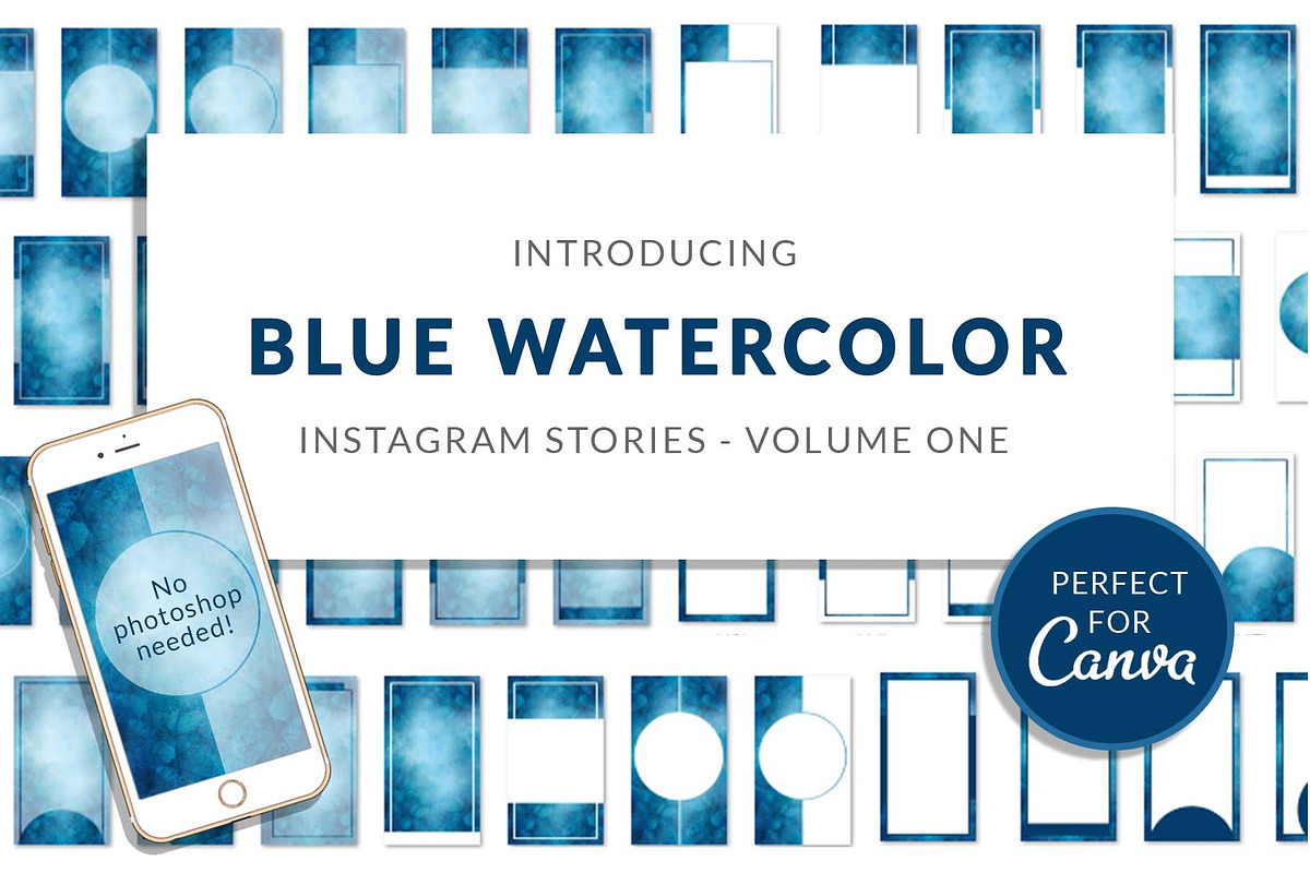 Blue Watercolor Canva Insta Stories in Instagram Templates - product preview 8