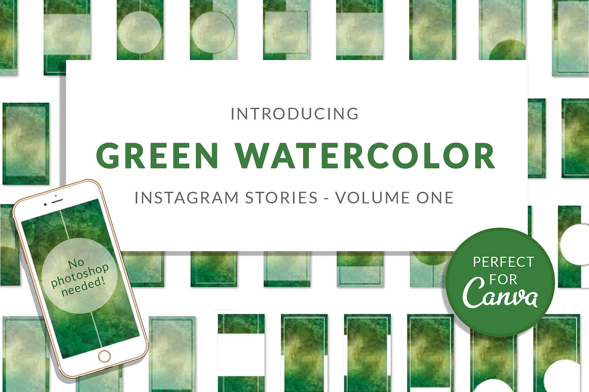 Green Watercolor Canva Insta Stories in Instagram Templates - product preview 8