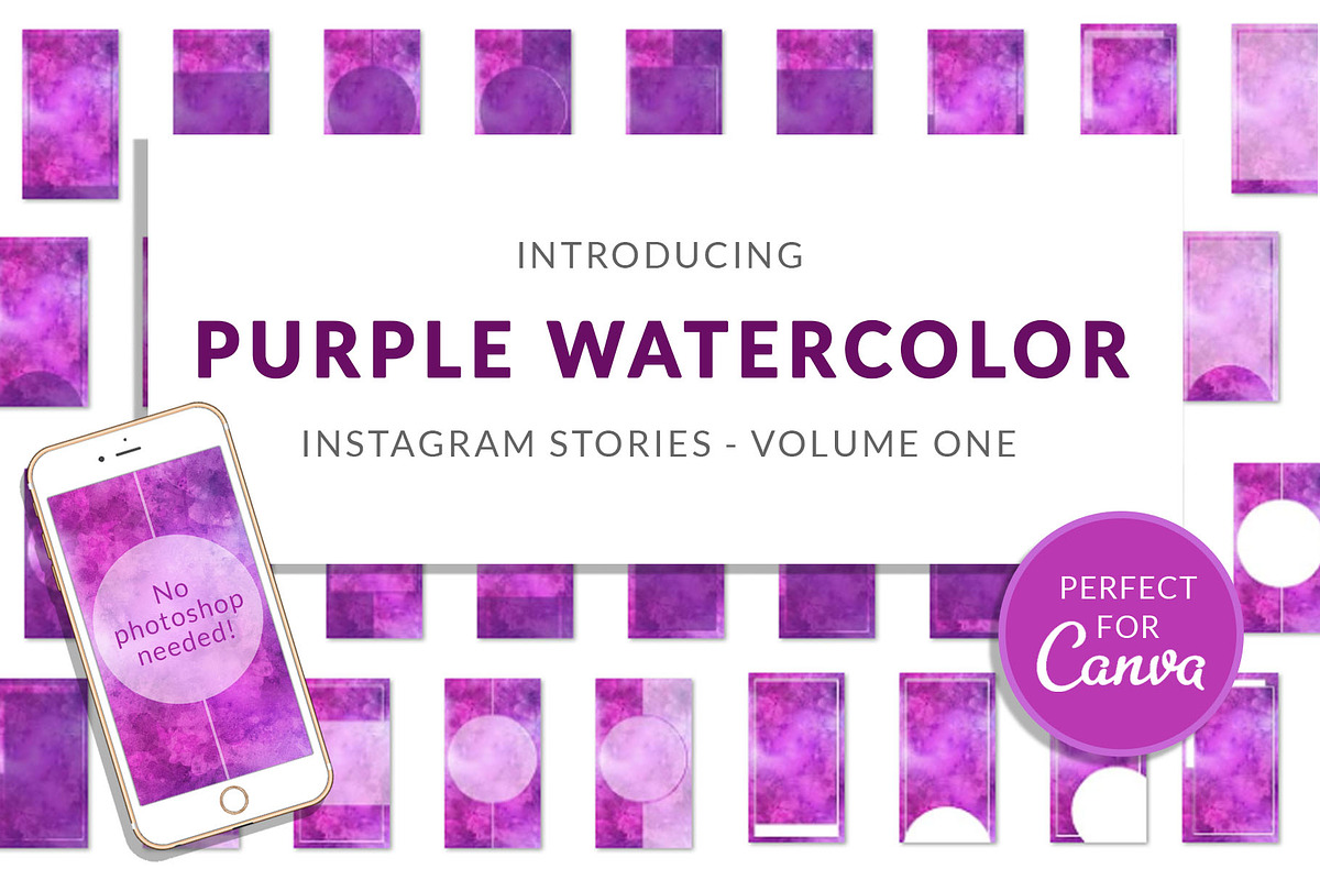 Purple Watercolor Canva Insta Story in Instagram Templates - product preview 8