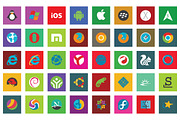 45 Browser & Os Flat Icon Set