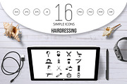 Hairdressing icons set, simple style