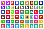 75 Filetype Flat Icon Set