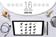 Hand tool icons set building, simple