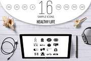 Healthy life icons set, simple style
