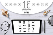 Hotel icons set in simple style 