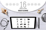 House cleaning icons set, simple 