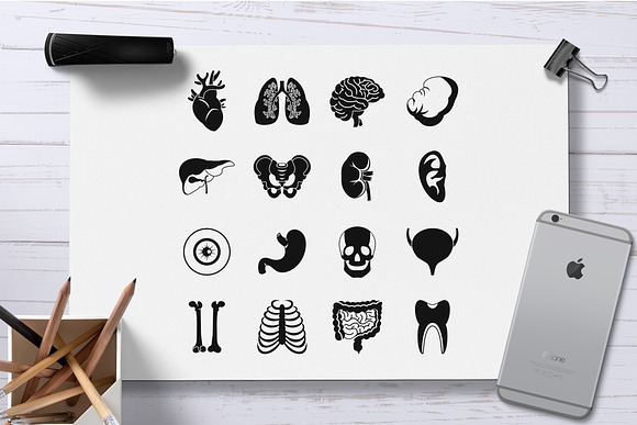 Human organs icons set, simple style in Graphics - product preview 1