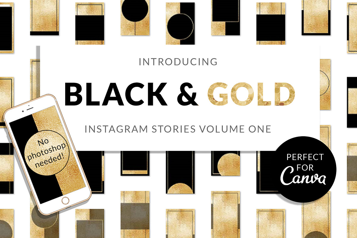 Black & Gold Insta Stories for Canva in Instagram Templates - product preview 8